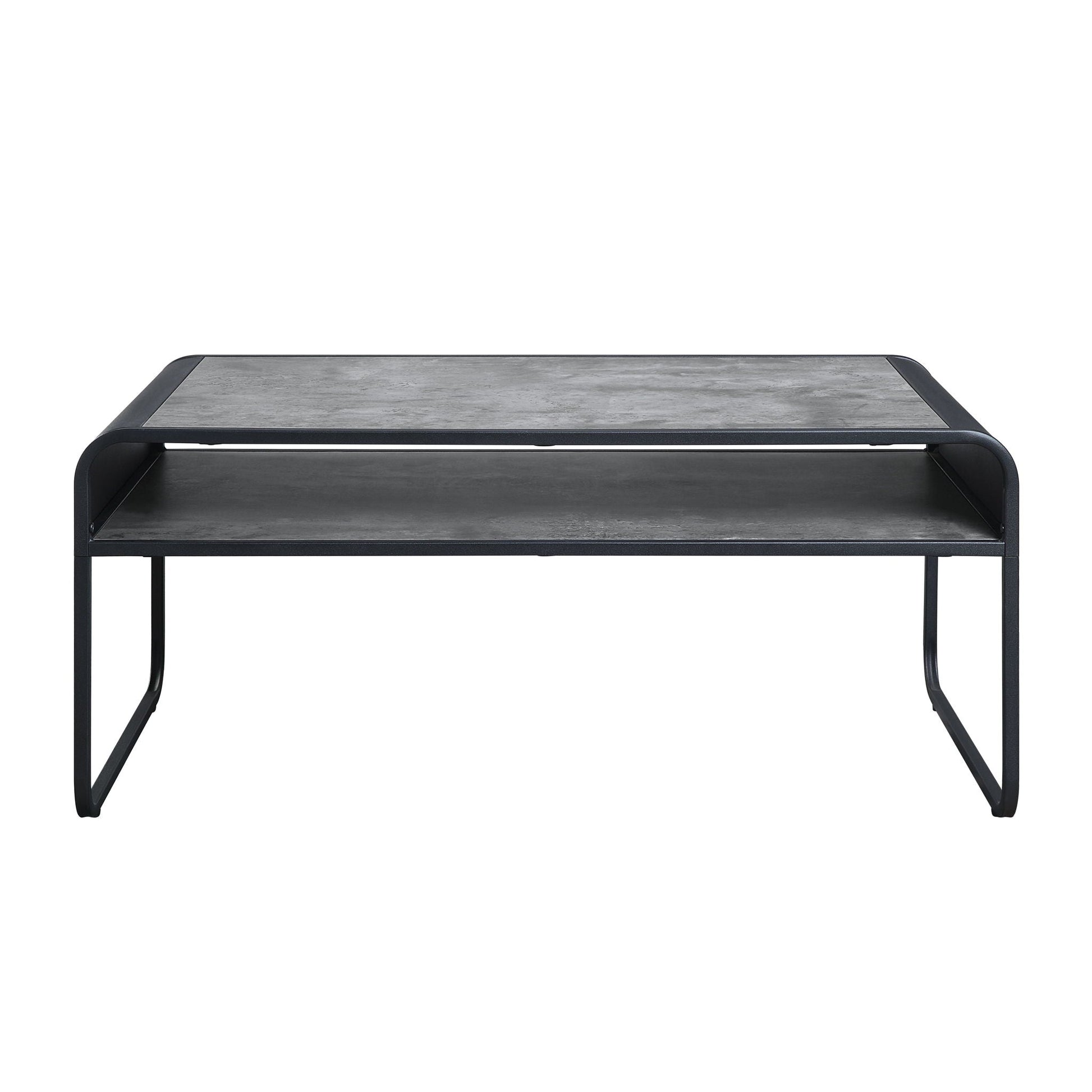Raziela Concrete Coffee Table Black / Gray with concrete top and black metal frame on Tampa Home & Garden Store