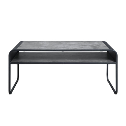 Raziela Concrete Coffee Table Black / Gray with concrete top and black metal frame on Tampa Home & Garden Store