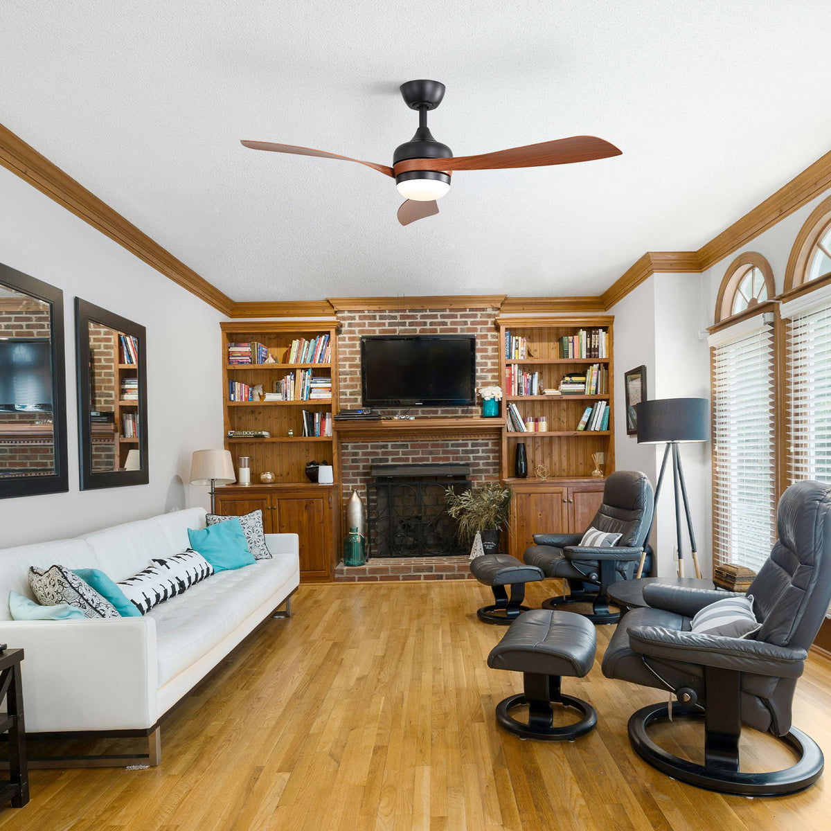 Ceiling fan with reversible DC motor and remote control dark brown blades HouseOfZazla on Tampa Home & Garden Store