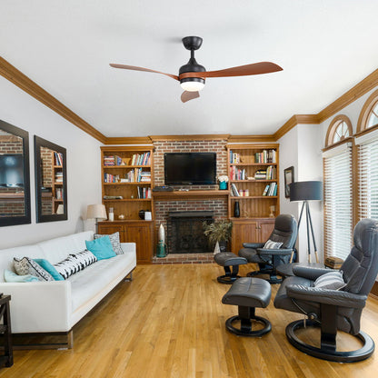 Ceiling fan with reversible DC motor and remote control dark brown blades HouseOfZazla on Tampa Home & Garden Store
