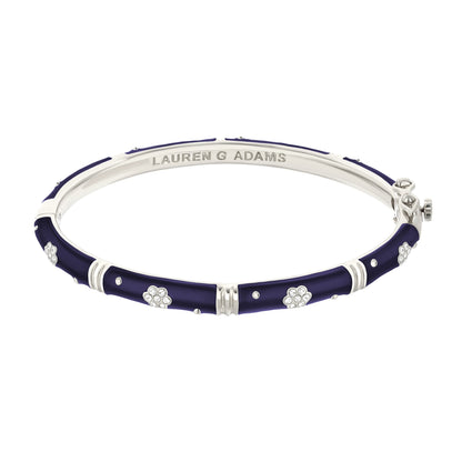 Daisy Love Bangle pavé flower bracelet in purple enamel, stackable by Lauren G Adams on Tampa Home & Garden Store