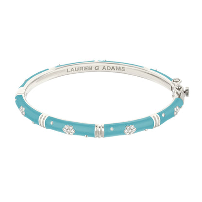 Daisy Love Bangle Pavé Flower turquoise enamel bracelet by Lauren G Adams with crystal flower accents on Tampa Home & Garden Store