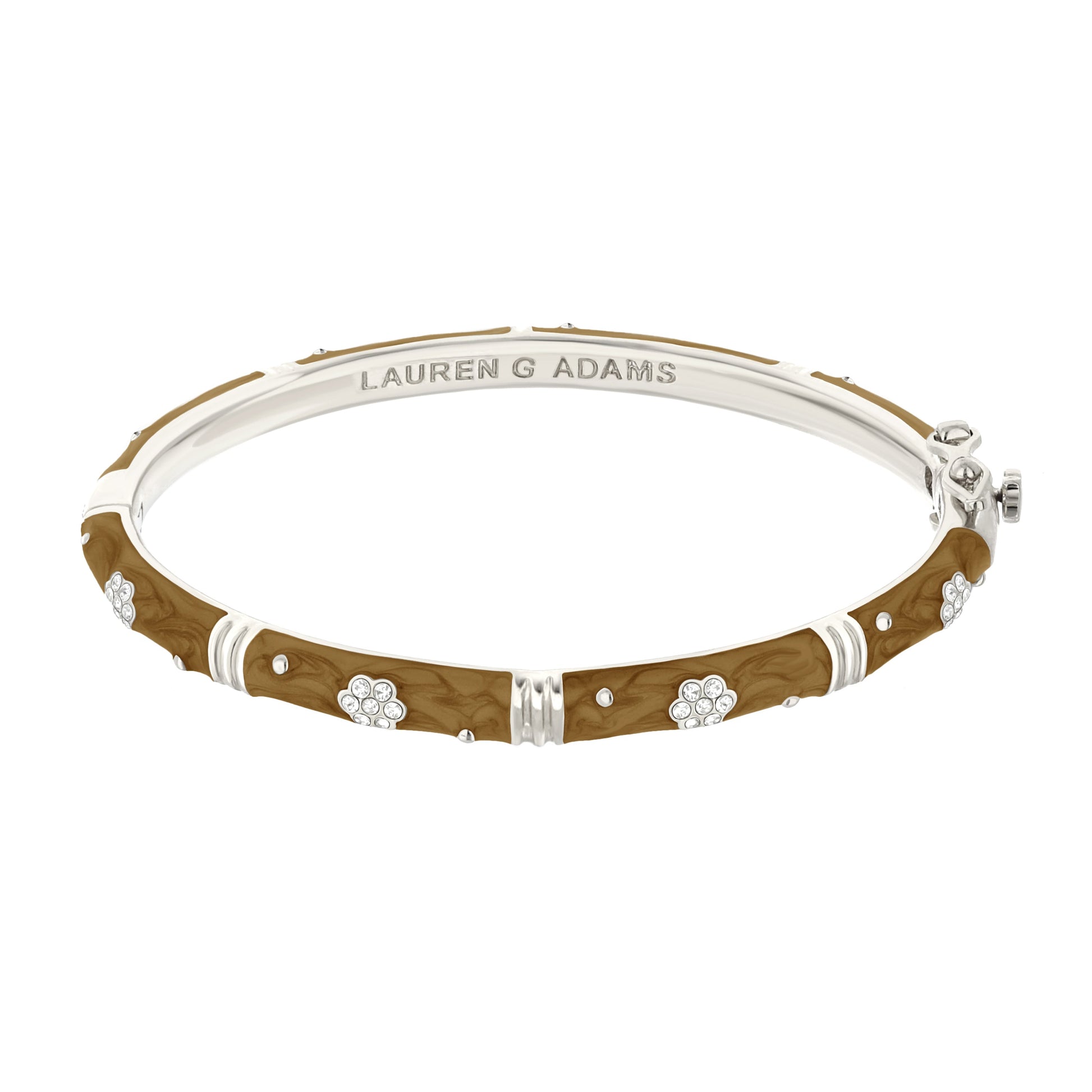 Daisy Love Bangle Pavé Flower bracelet brown with silver-tone accents by Lauren G Adams on Tampa Home & Garden Store