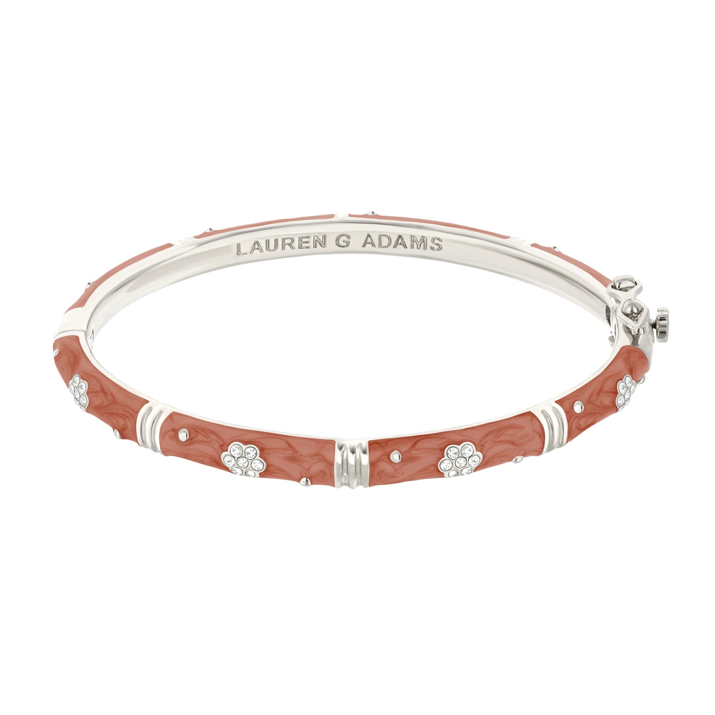 Daisy Love Bangle Pave Flower bracelet in coral enamel with crystal accents by Lauren G Adams on Tampa Home & Garden Store