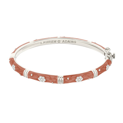 Daisy Love Bangle Pave Flower bracelet in coral enamel with crystal accents by Lauren G Adams on Tampa Home & Garden Store