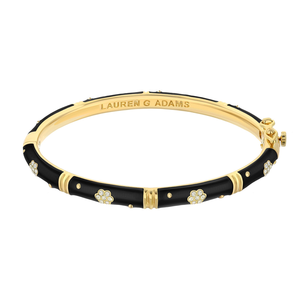 Daisy Love Bangle Pavé Flower, gold-tone with black enamel accents by Lauren G Adams on Tampa Home & Garden Store