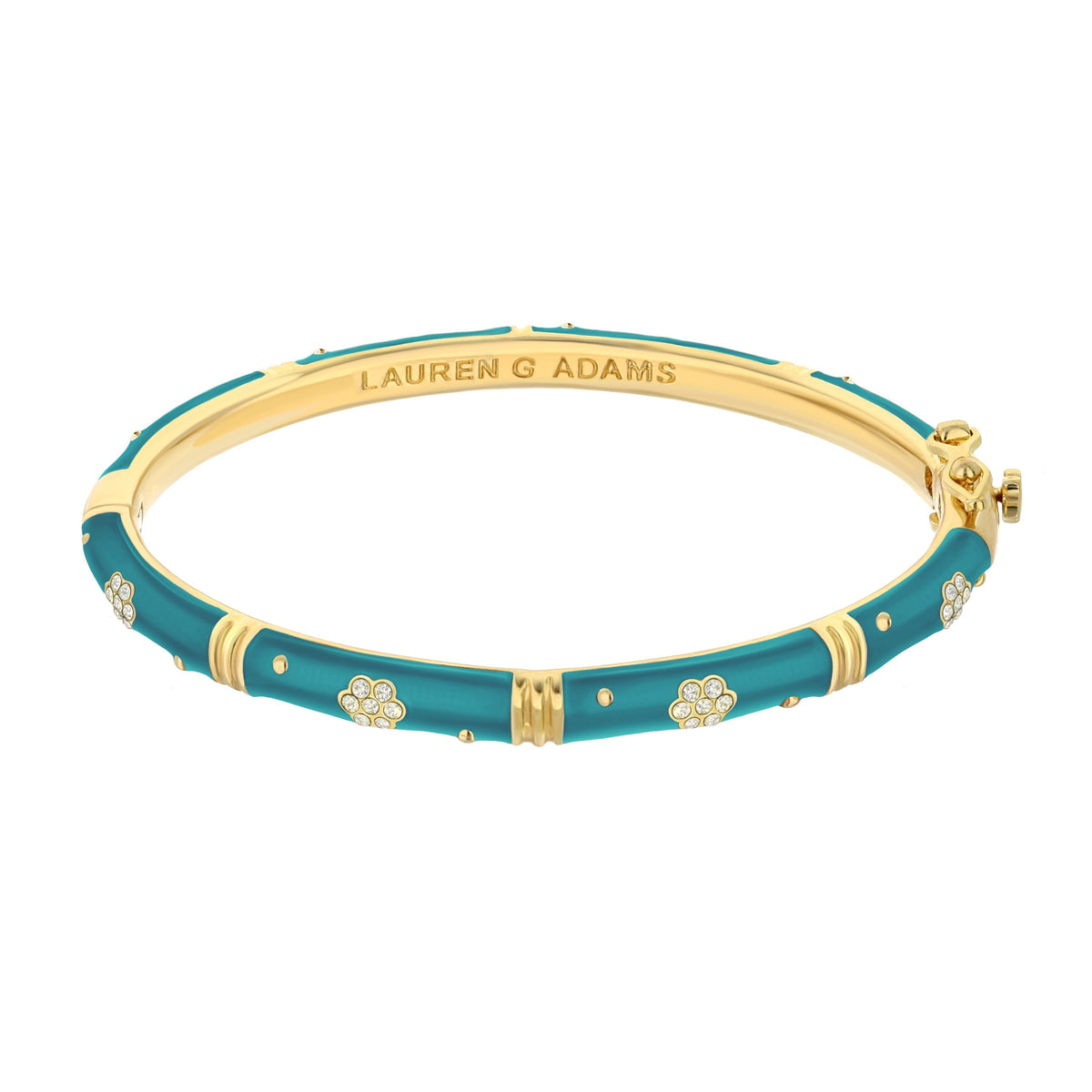 Daisy Love Bangle Pavé Flower teal enamel gold bracelet by Lauren G Adams on Tampa Home & Garden Store