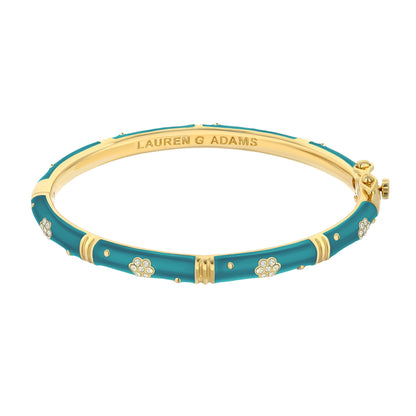 Daisy Love Bangle Pavé Flower teal enamel gold bracelet by Lauren G Adams on Tampa Home & Garden Store
