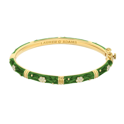 Daisy Love Bangle Pavé Flower by Lauren G Adams green enamel, gold-tone stackable bracelet on Tampa Home & Garden Store
