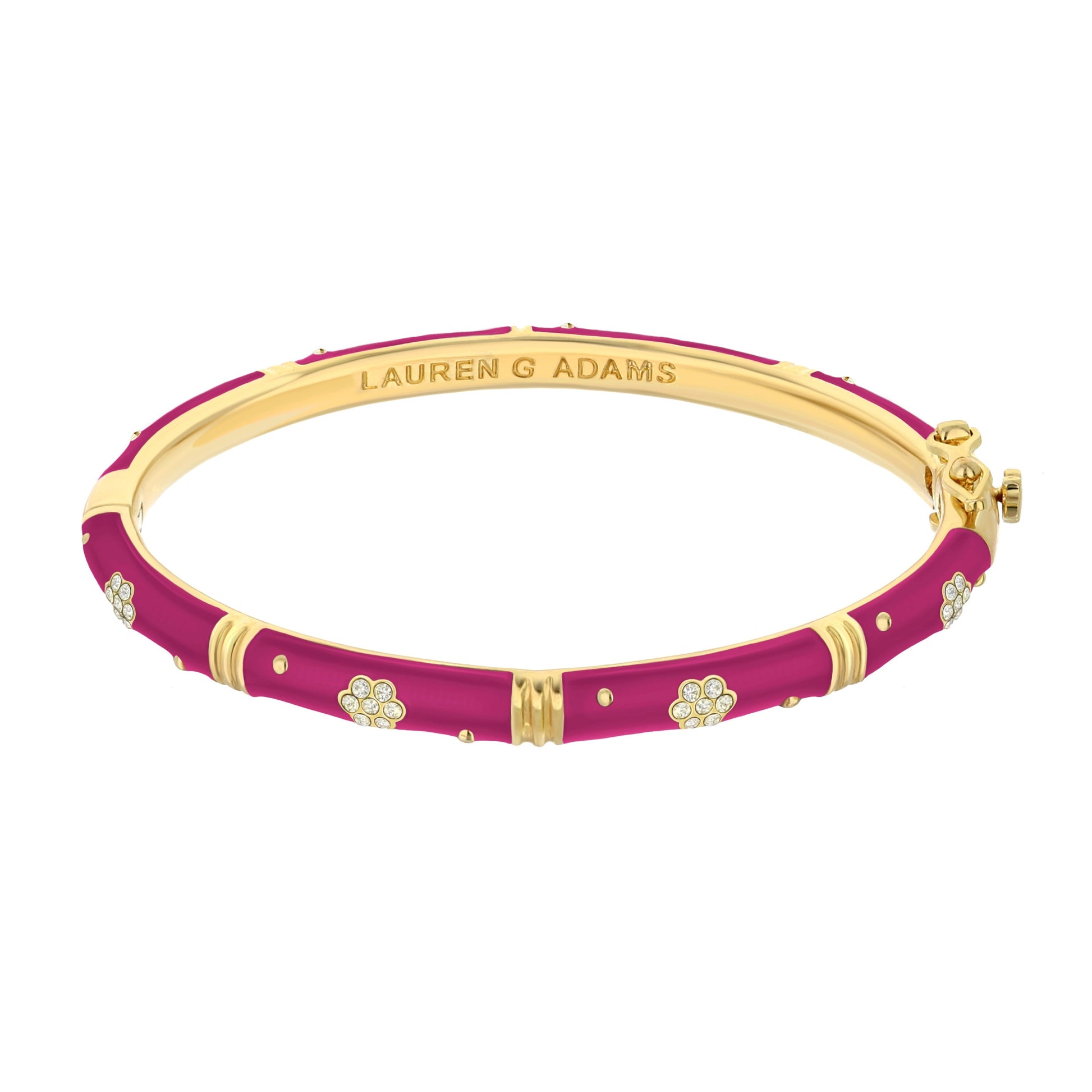 Daisy Love Bangle Pavé Flower LG Adams gold-tone pink enamel stackable bracelet on Tampa Home & Garden Store