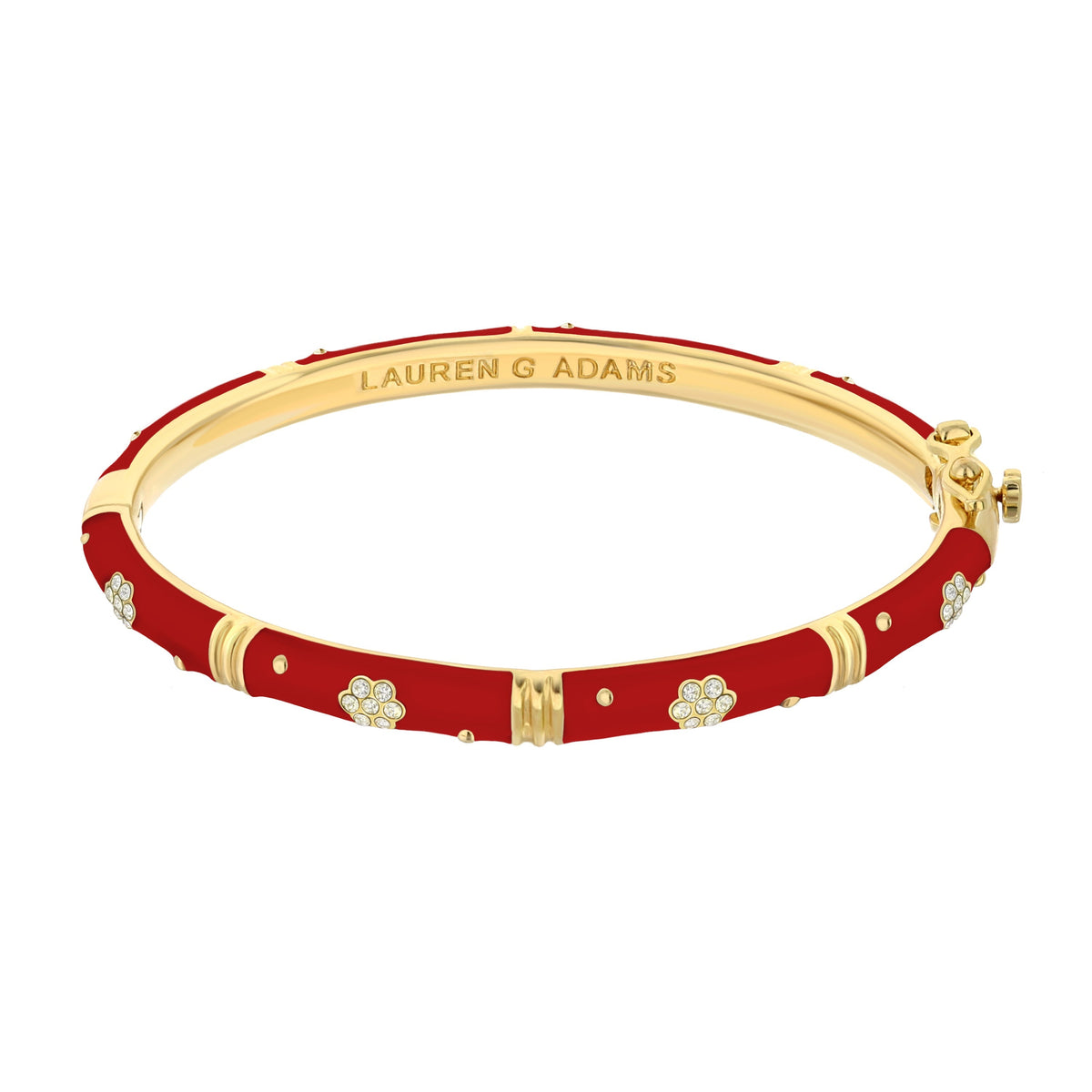Daisy Love Bangle Pavé Flower gold-tone bracelet with red enamel and crystal flowers Lauren G Adams on Tampa Home & Garden Store