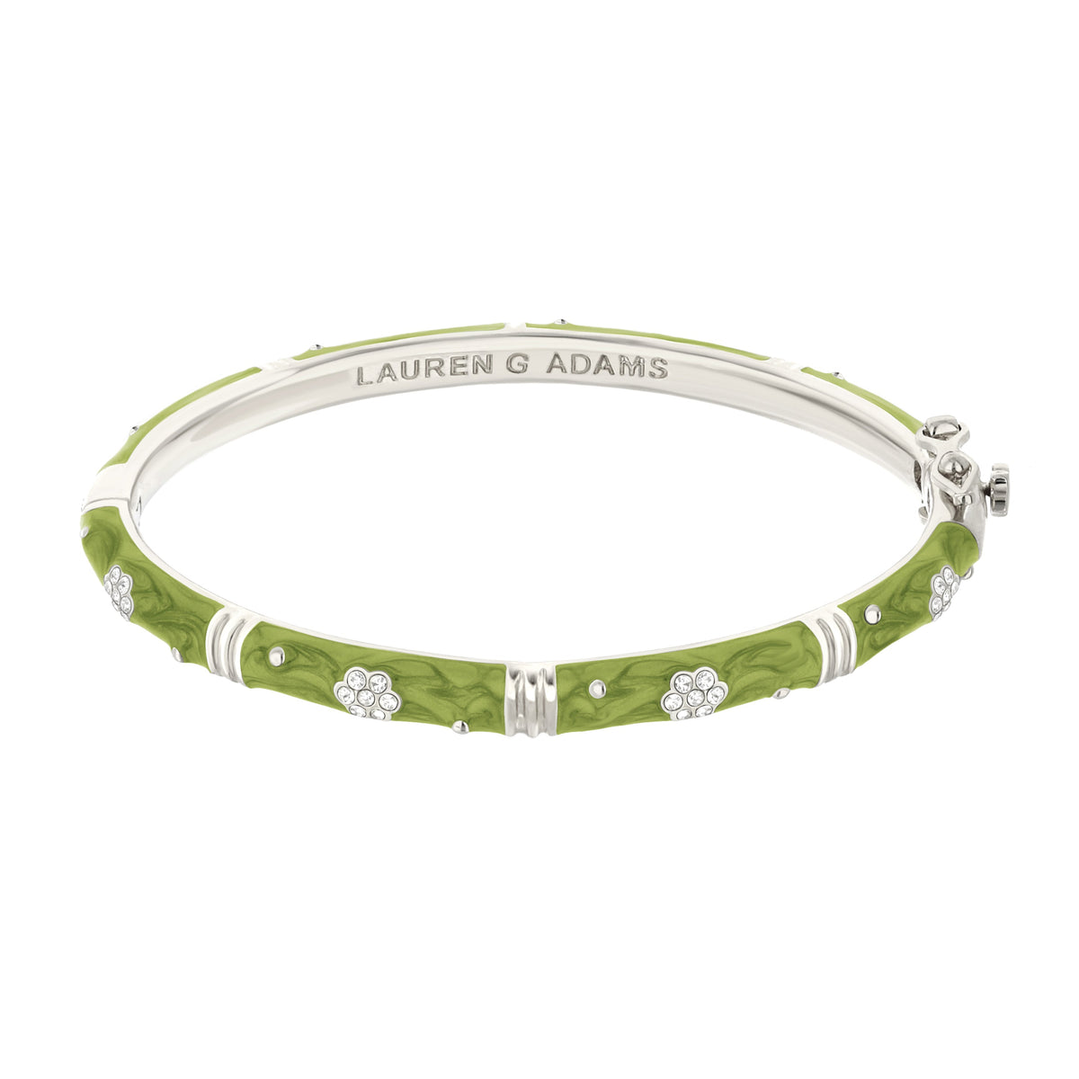 Daisy Love Bangle Pavé Flower green enamel bracelet with crystals Lauren G Adams on Tampa Home & Garden Store