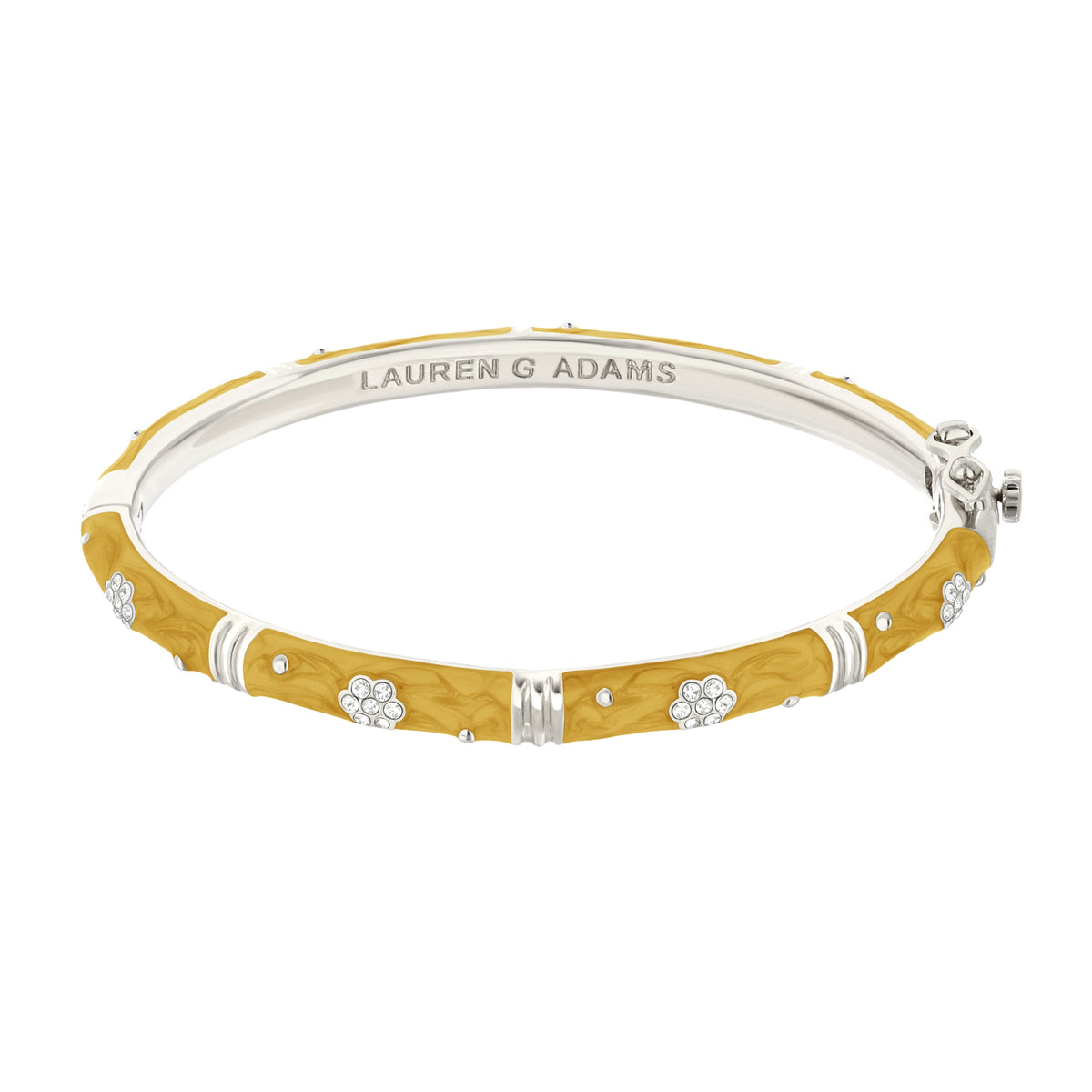Daisy Love Bangle Pavé Flower stackable bracelet in yellow enamel by Lauren G Adams on Tampa Home & Garden Store