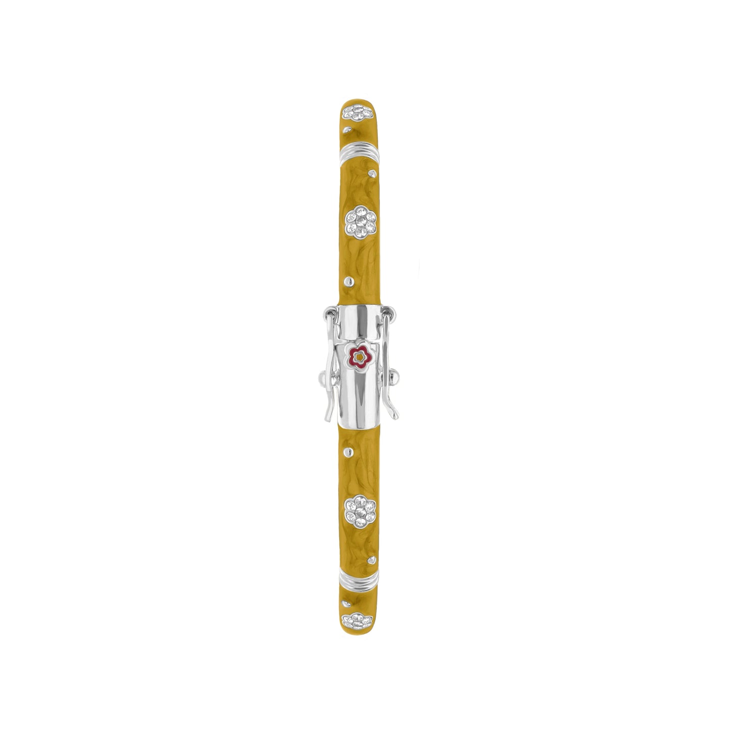Daisy Love Bangle Pavé Flower bracelet in yellow resin with silver accents on Tampa Home & Garden Store