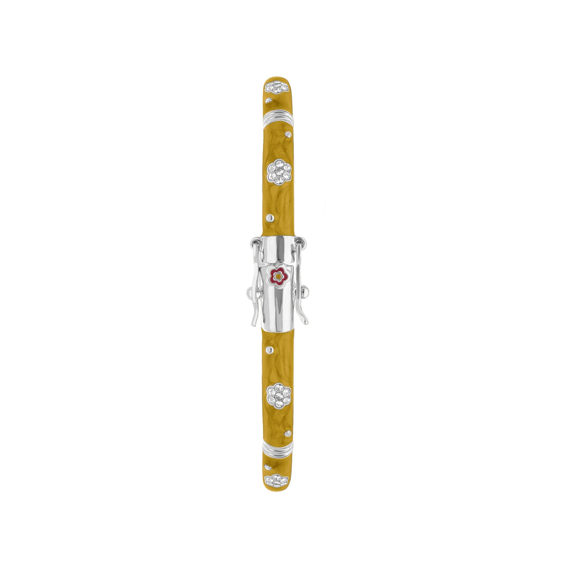 Daisy Love Bangle Pavé Flower bracelet in yellow resin with silver accents on Tampa Home & Garden Store