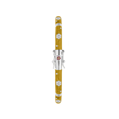 Daisy Love Bangle Pavé Flower bracelet in yellow resin with silver accents on Tampa Home & Garden Store