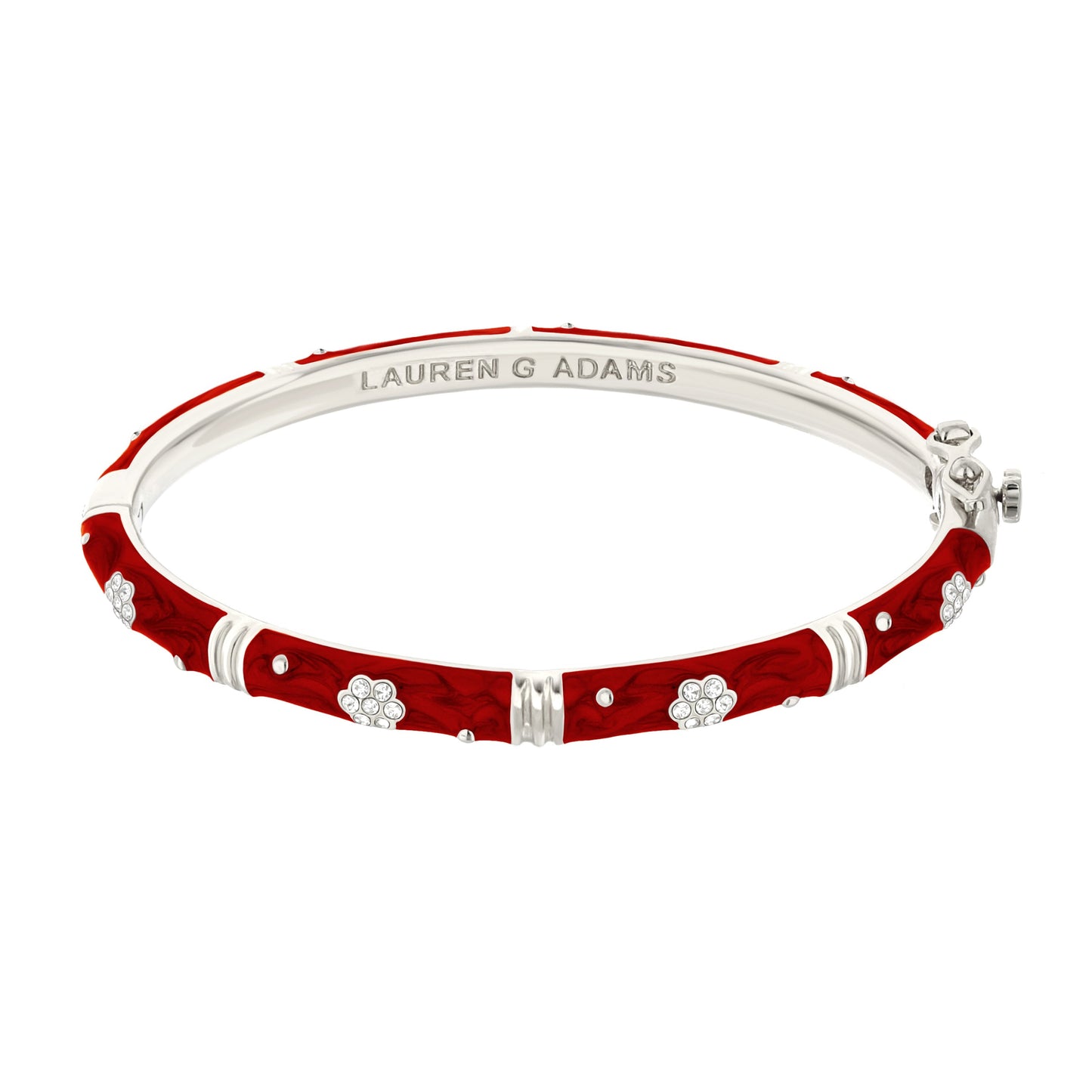 Daisy Love Bangle Pavé Flower bracelet red enamel with crystal flower accents Lauren G Adams on Tampa Home & Garden Store