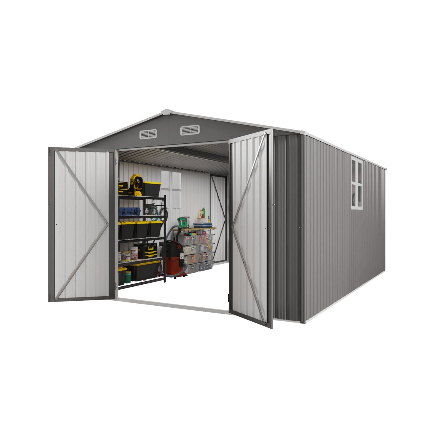 Outdoor Metal Storage Shed With Lockable Doors