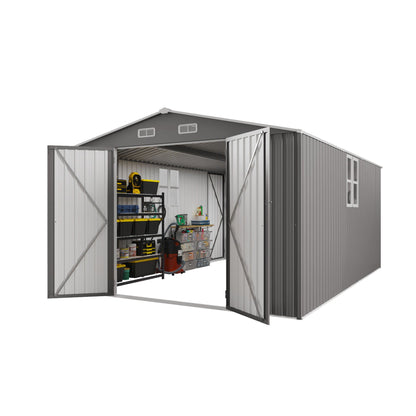 Outdoor Metal Storage Shed With Lockable Doors
