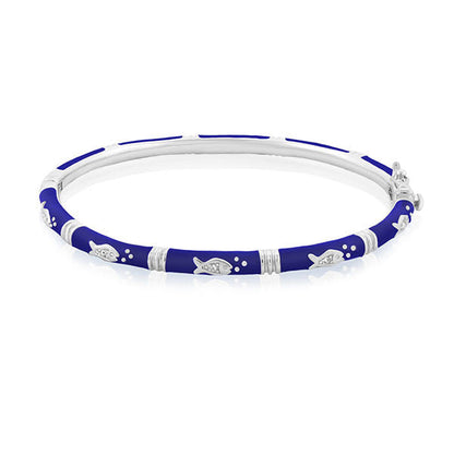 Ocean Love Bangle bracelet in blue and white enamel by Lauren G Adams, stackable on Tampa Home & Garden Store