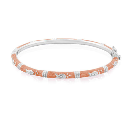 Ocean Love Bangle orange coral bracelet with silver fish charms Lauren G Adams on Tampa Home & Garden Store