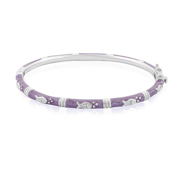 Ocean Love Bangle purple enamel stackable bracelet by Lauren G Adams with fish charms on Tampa Home & Garden Store