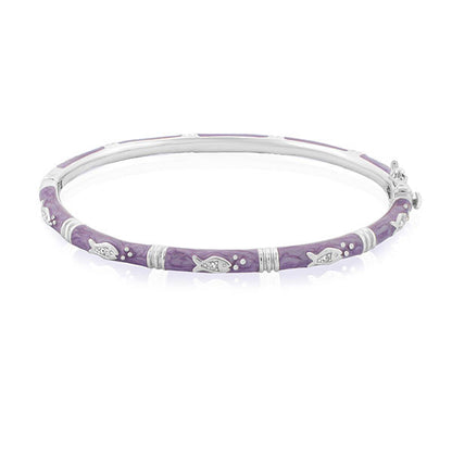 Ocean Love Bangle purple enamel stackable bracelet by Lauren G Adams with fish charms on Tampa Home & Garden Store