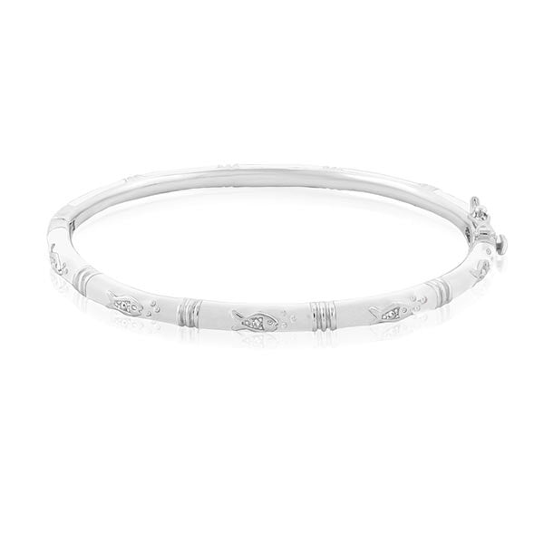 Ocean Love Bangle silver stackable bracelet with nautical engravings, Lauren G Adams on Tampa Home & Garden Store
