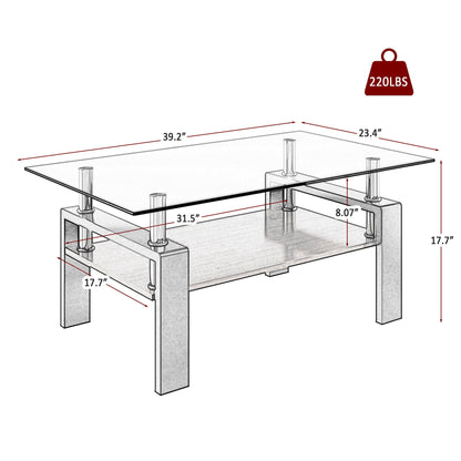 Modern glass-top coffee table with storage shelf in white/gray finish by HouseOfZazla on Tampa Home & Garden Store