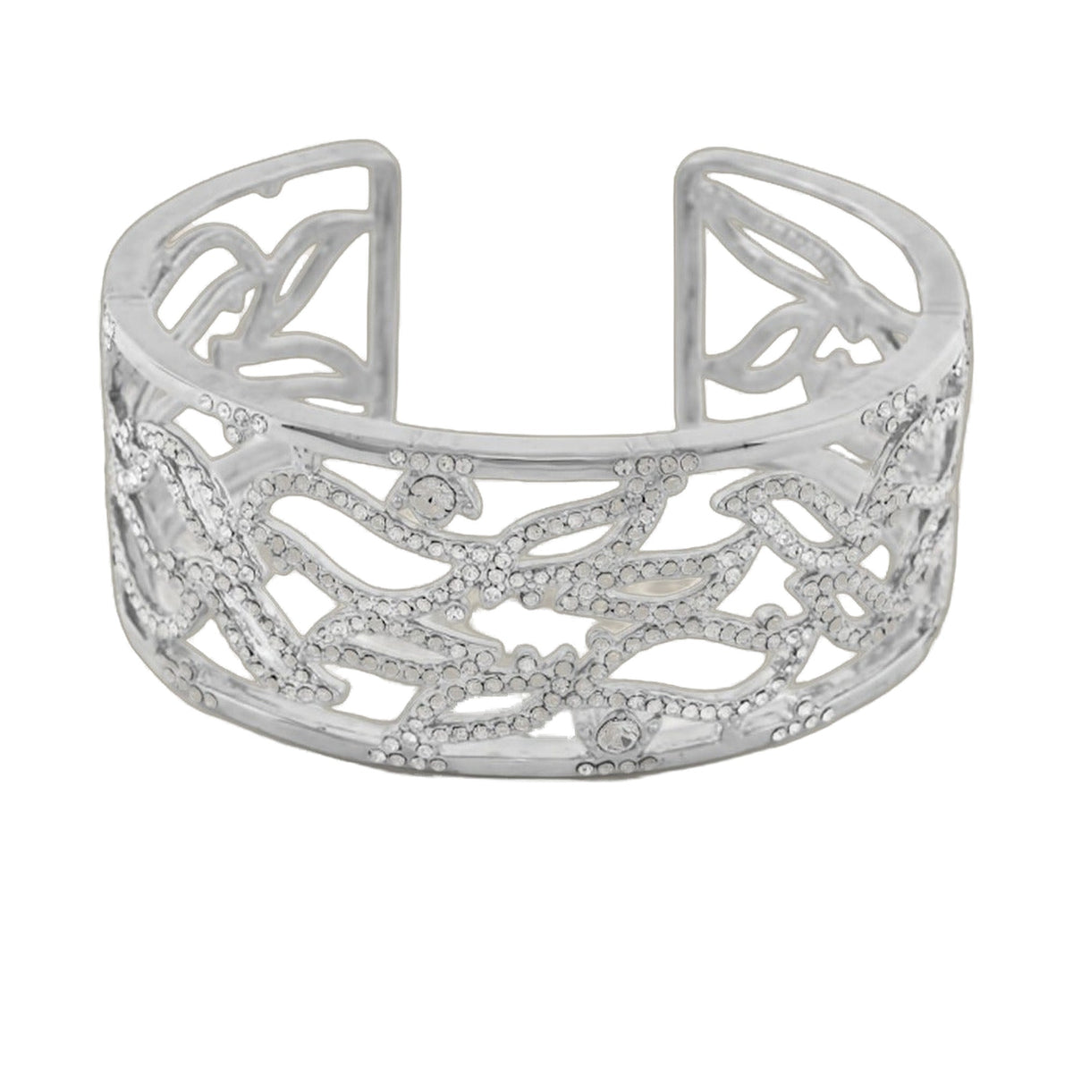 Axis Bangle cuff bracelet by Lauren G Adams in silver-tone openwork lattice with crystals on Tampa Home & Garden Store
