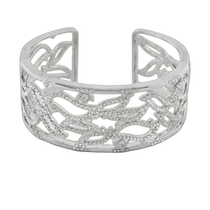 Axis Bangle cuff bracelet by Lauren G Adams in silver-tone openwork lattice with crystals on Tampa Home & Garden Store