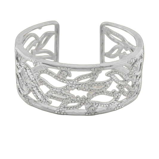 Axis Bangle cuff bracelet by Lauren G Adams in silver-tone openwork lattice with crystals on Tampa Home & Garden Store