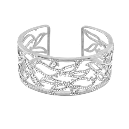 Axis Bangle cuff bracelet by Lauren G Adams in silver-tone with crystal vine filigree on Tampa Home & Garden Store
