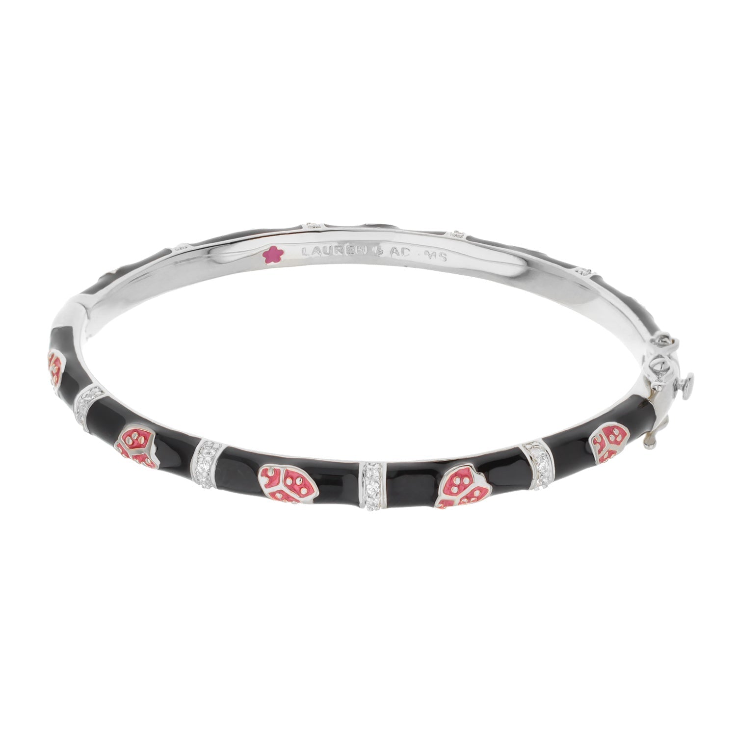 Lady Poof Stackable Bangle black enamel links pink paw charms accents by Lauren G Adams on Tampa Home & Garden Store