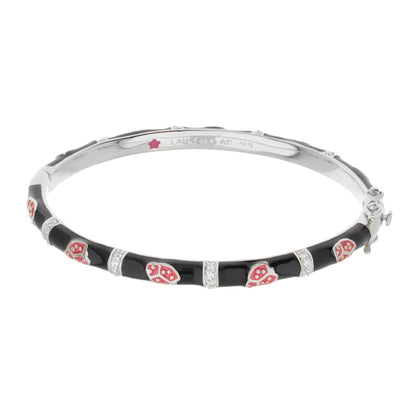 Lady Poof Stackable Bangle black enamel links pink paw charms accents by Lauren G Adams on Tampa Home & Garden Store