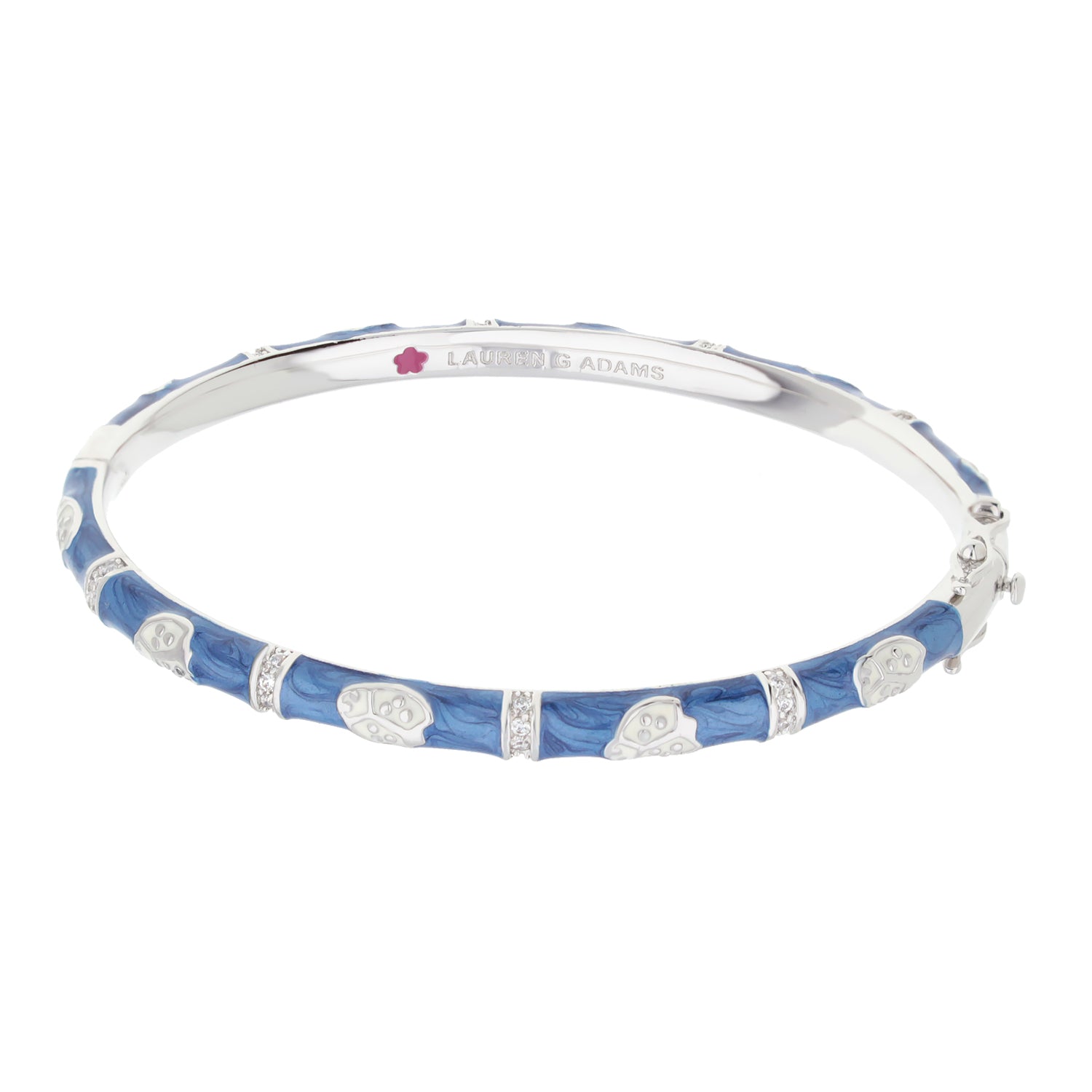 Lauren G Adams Lady Poof Stackable Bangle, blue enamel with skull charms and crystals on Tampa Home & Garden Store