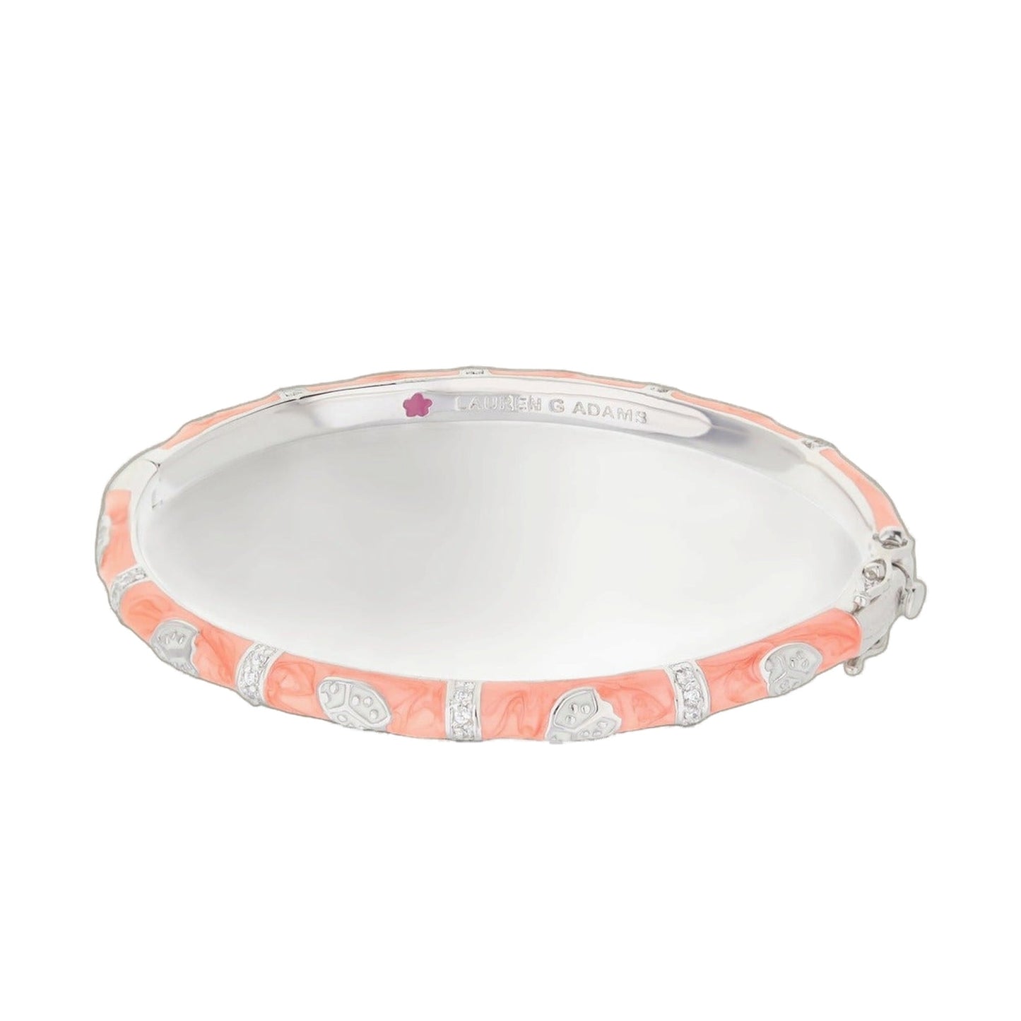 Lady Poof Stackable Bracelet in pink coral enamel with silver inlays by Lauren G Adams on Tampa Home & Garden Store