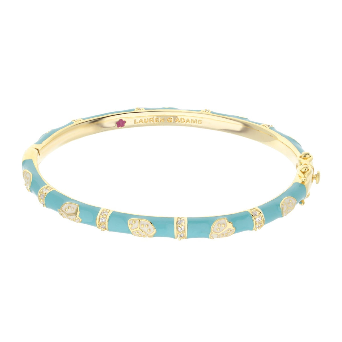Lady Poof Stackable Bangle aqua enamel with gold-tone accents and crystal inlays Lauren G Adams on Tampa Home & Garden Store
