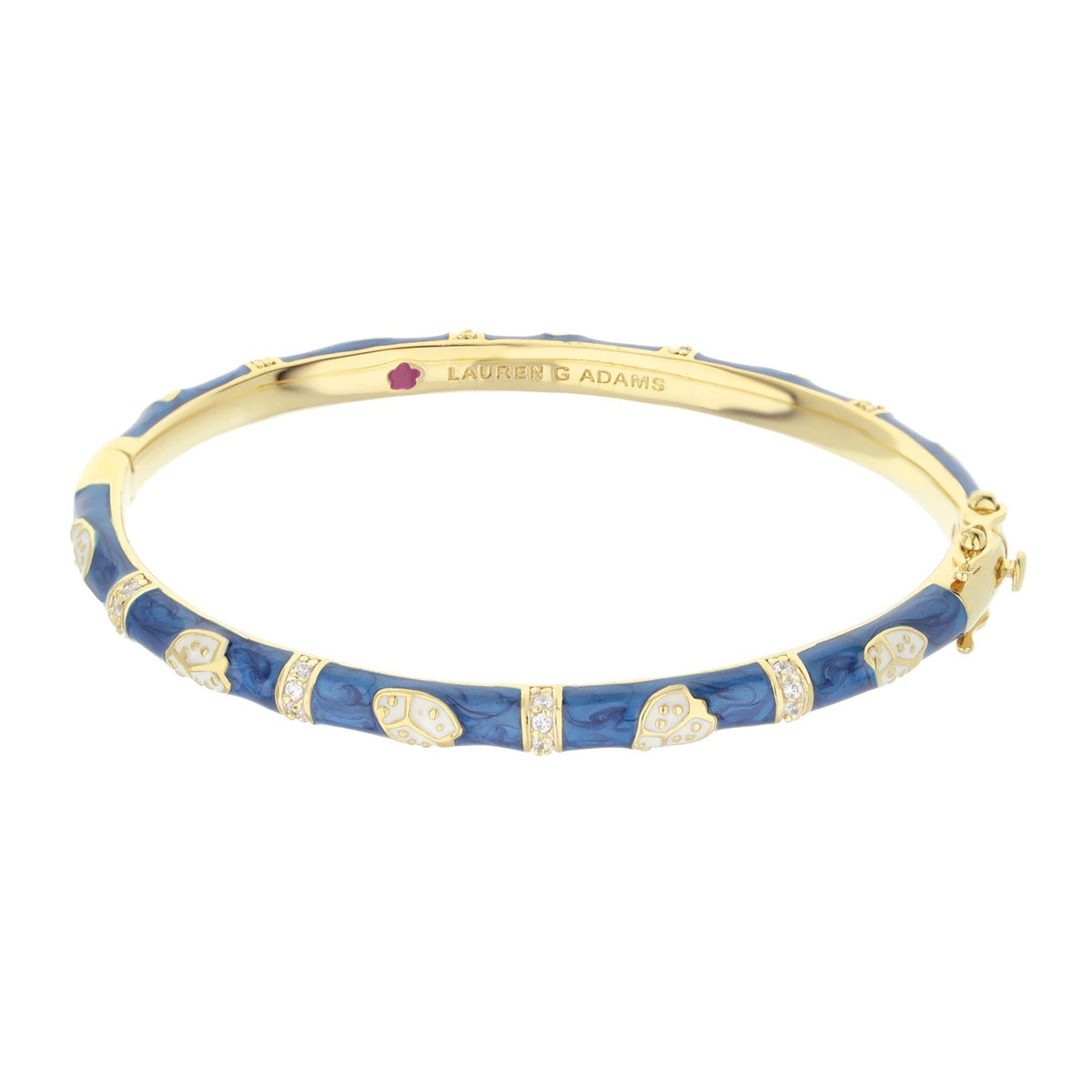 Lady Poof Stackable Bangle in blue enamel with gold-tone and crystals by Lauren G Adams on Tampa Home & Garden Store