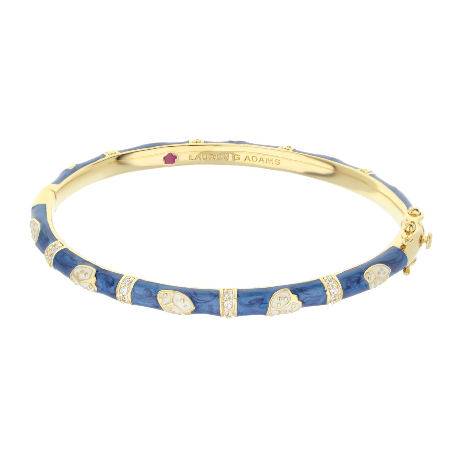 Lady Poof Stackable Bangle in blue enamel with gold-tone and crystals by Lauren G Adams on Tampa Home & Garden Store