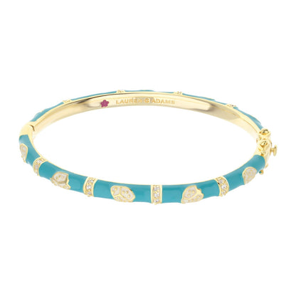 Lady Poof Stackable Bangle turquoise enamel with gold-tone accents and crystals Lauren G Adams on Tampa Home & Garden Store
