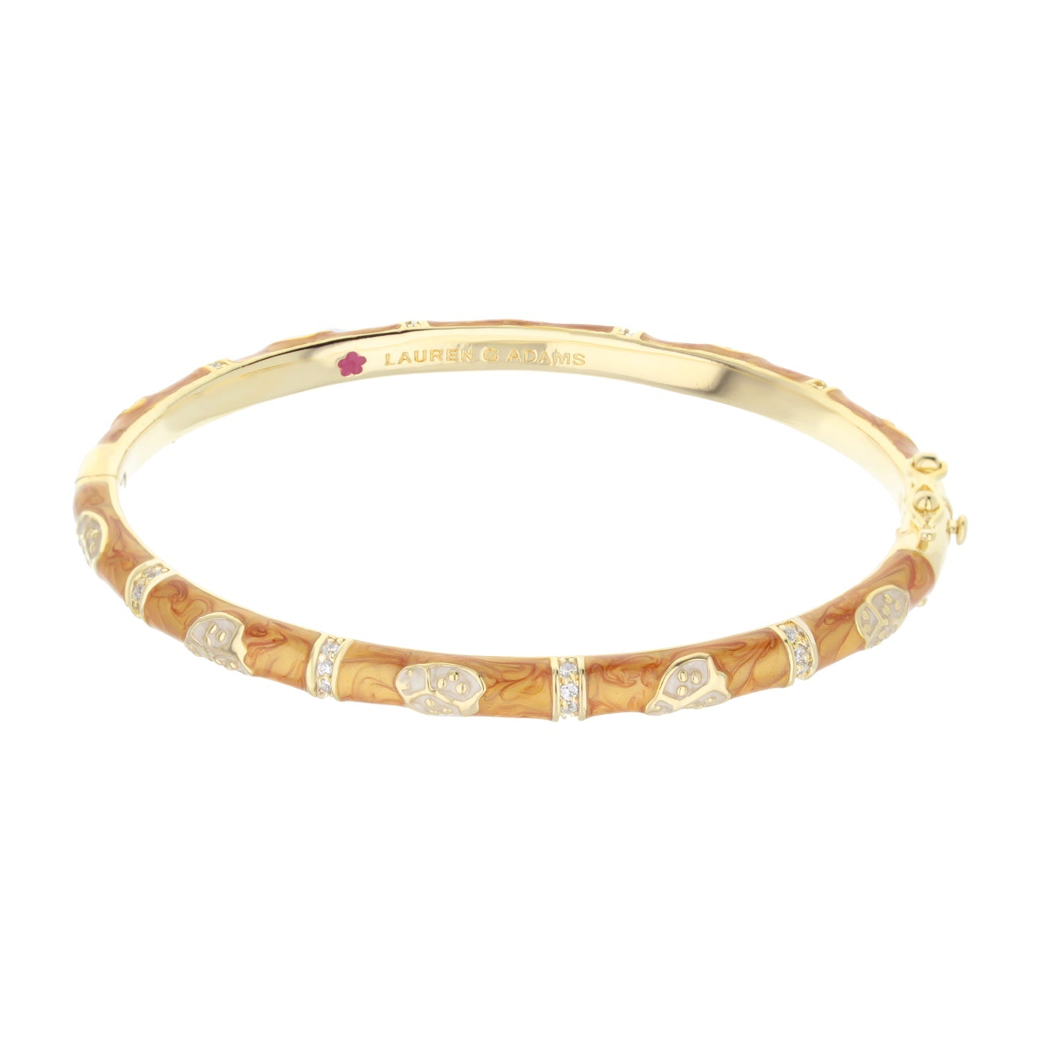 Lady Poof Stackable Bangle gold-tone bracelet tan enamel crystal accents Lauren G Adams on Tampa Home & Garden Store