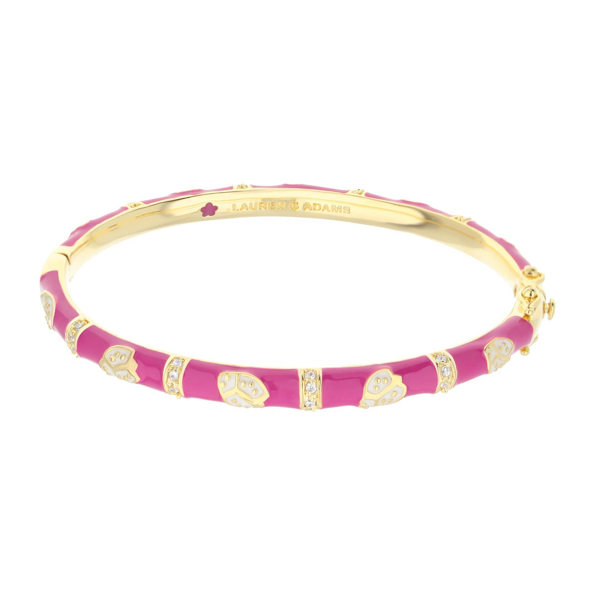 Lady Poof Stackable Bangle pink enamel with crystal accents by Lauren G Adams on Tampa Home & Garden Store