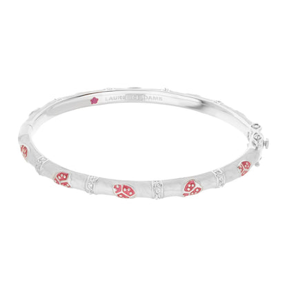 Lady Poof Stackable Bangle by Lauren G Adams in silver with red enamel paw prints and crystals on Tampa Home & Garden Store