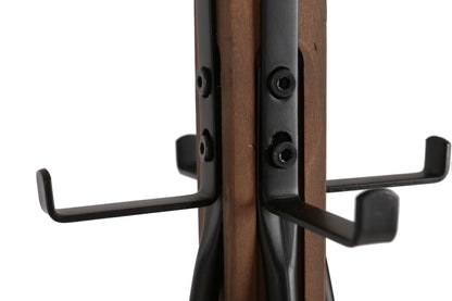 Freestanding coat rack with reclaimed wood and black metal, curved hooks, natural finish on Tampa Home & Garden Store