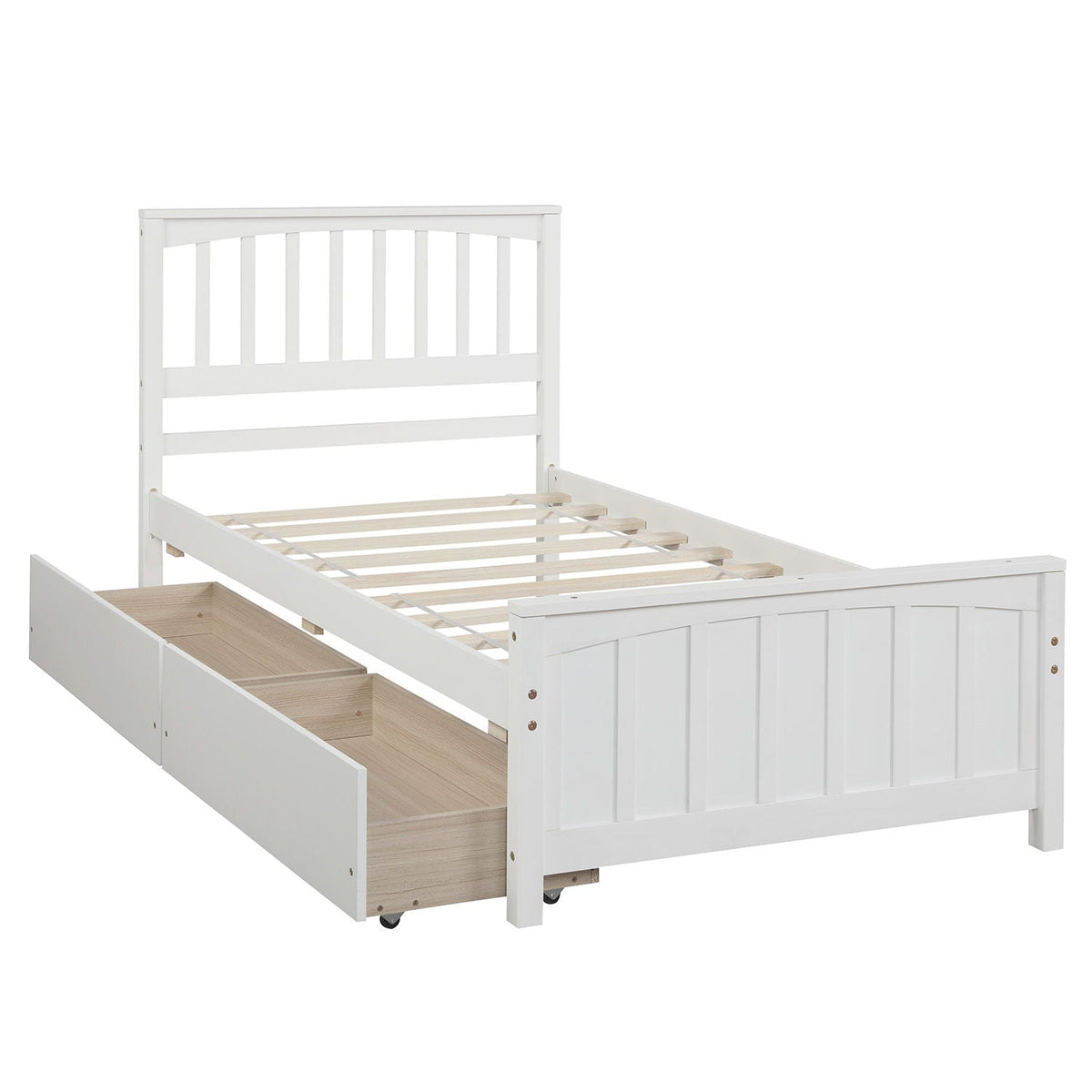 Solid Wood Platform Bed and Two Storage Drawers