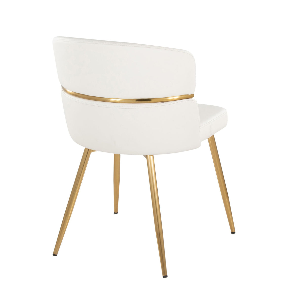 Art Deco dining chair set of 2 white faux leather with gold metal accent legs on Tampa Home & Garden Store