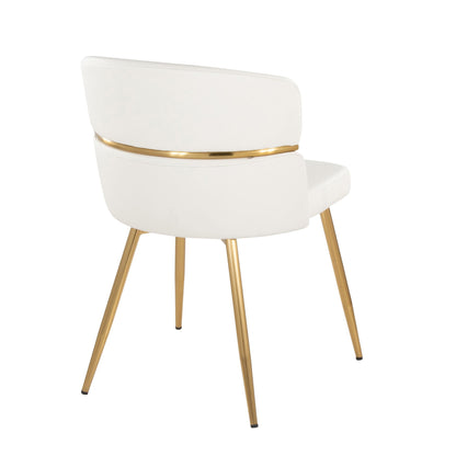 Art Deco dining chair set of 2 white faux leather with gold metal accent legs on Tampa Home & Garden Store
