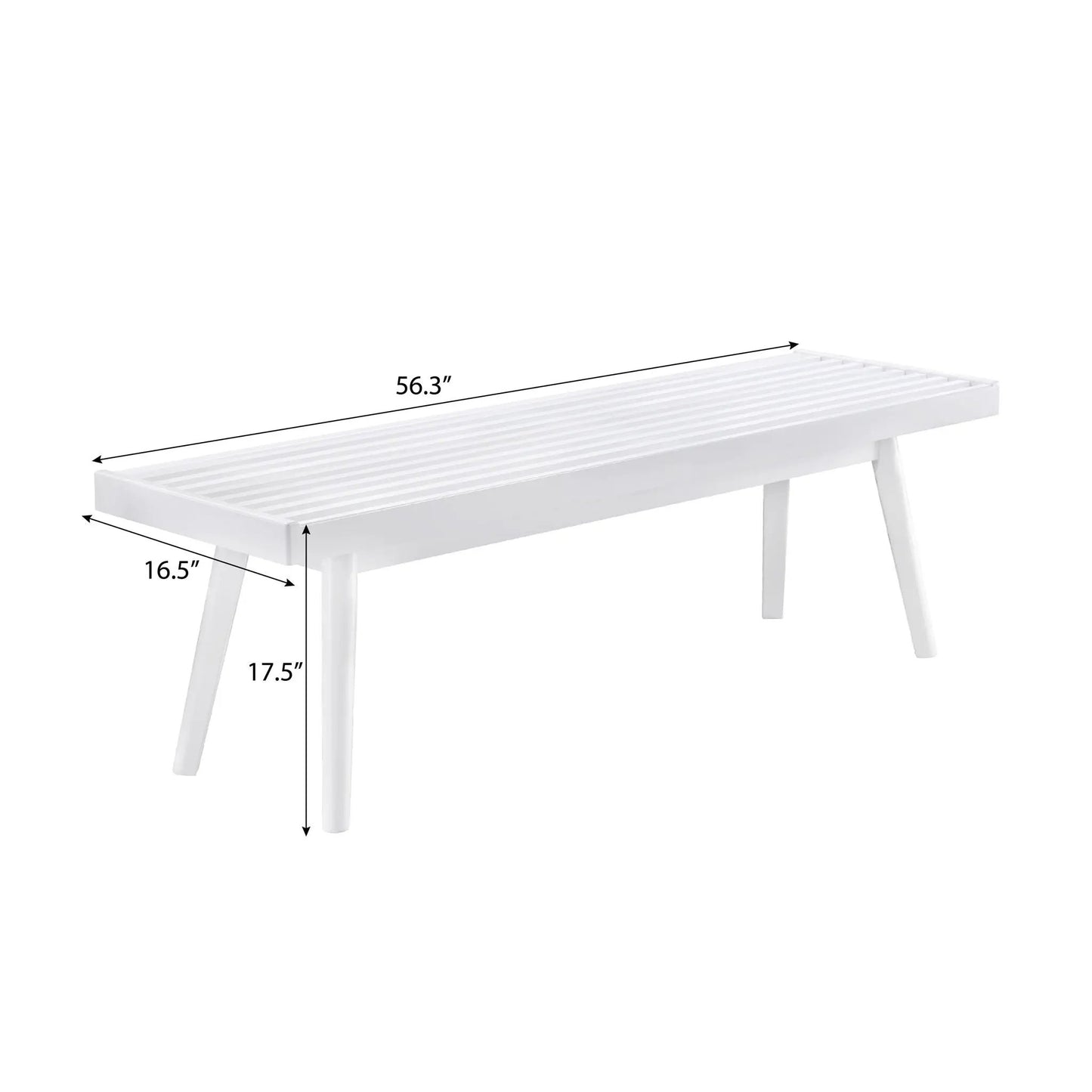 Larwich solid wood slatted bench white with slatted top 56.3in length on Tampa Home & Garden Store