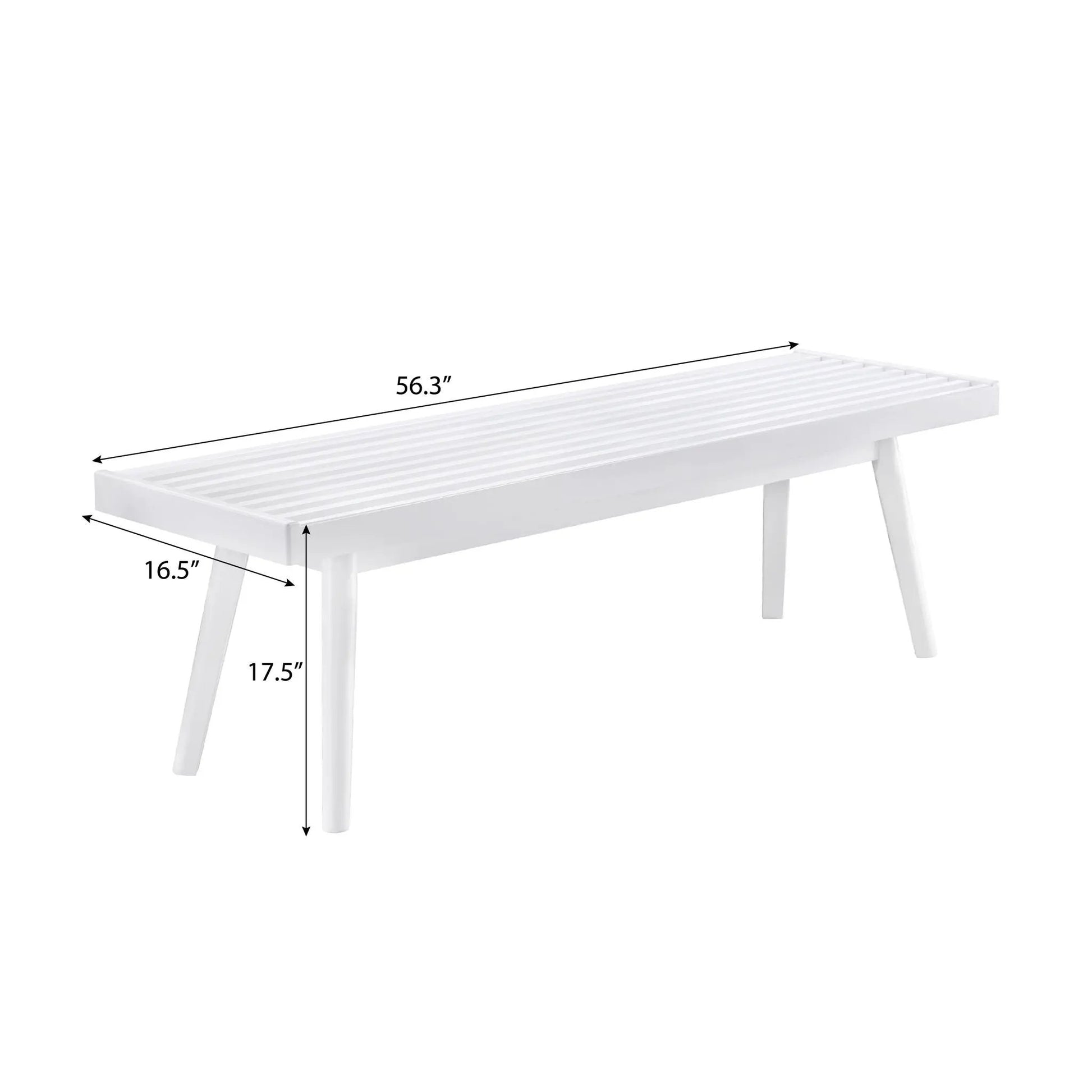 Larwich solid wood slatted bench white with slatted top 56.3in length on Tampa Home & Garden Store